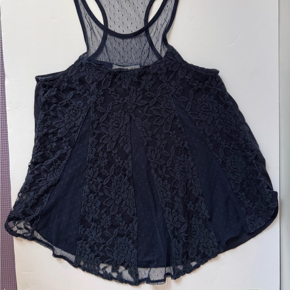 Abercrombie& Fitch Kids Girl pretty black lace overlay swing tank top M 12